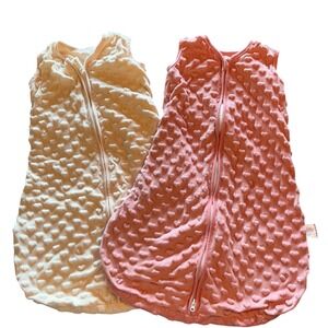 Lot of 2 YooFoss Sleep Sack Swaddle Sack Baby Girls Pink Cream Hearts 0-6 Months